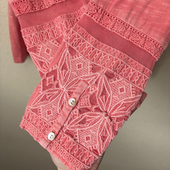 Soft Surroundings Boho Crochet Embroidered Alta Mara Long Sleeve Shirt - Picture 8 of 13